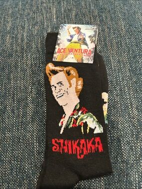 Ace Ventura Novelty Black Crew Socks with Character Graphic